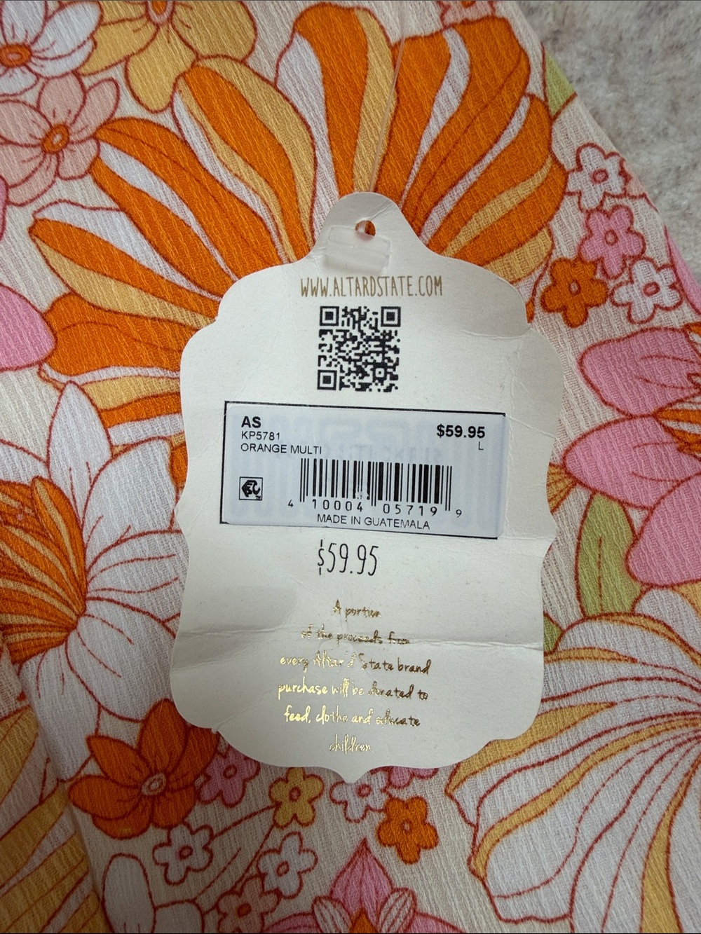 Altar'd State Orange & Pink Floral Shorts - Picture 2 of 7